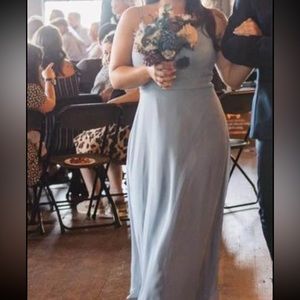 Dusty blue floor length bridesmaid/ prom dress